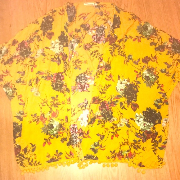 Women’s mustard floral cover up Shaw - Picture 1 of 3